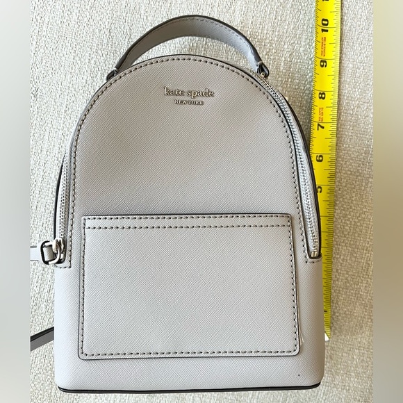 Kate Spade Bag Women’s Gray Leather Mini Cameron Backpack Convertible Straps - Picture 10 of 13